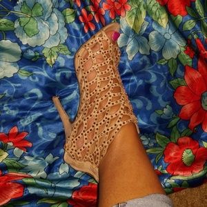 Gold rhinestone heels